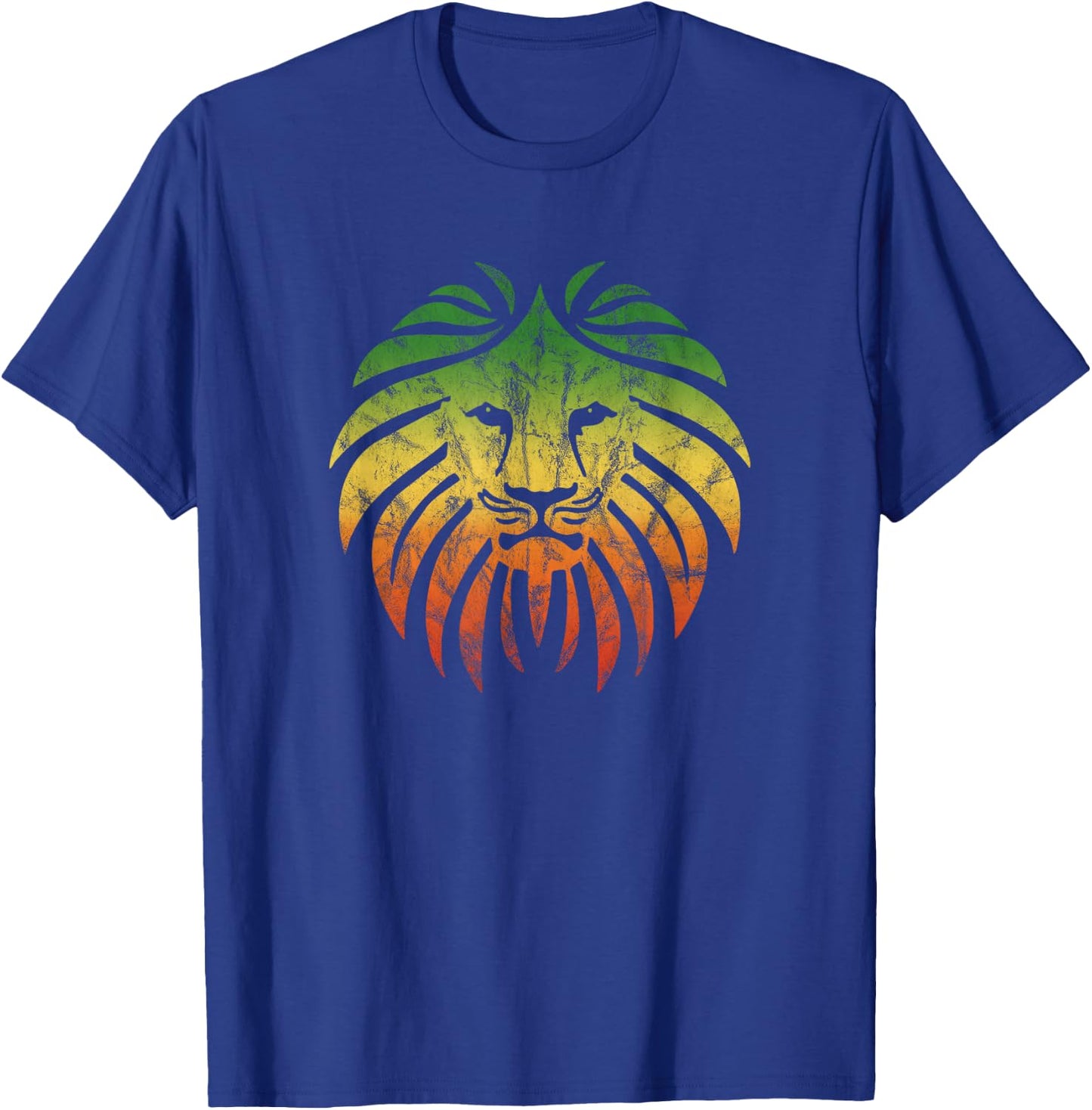Reggae Lion Music Flag Colours Rasta Roots Vintage Grunge T-Shirt - T-Shirt | Royal