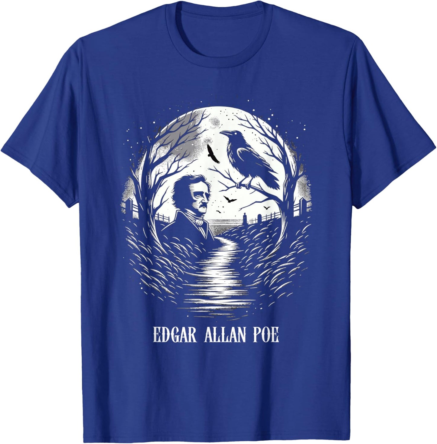 Horror and Fantasy Creative Writing Macabre Art Edgar Allan Poe & Raven - -Youth, Black, Small T-Shirt - T-Shirt | Royal