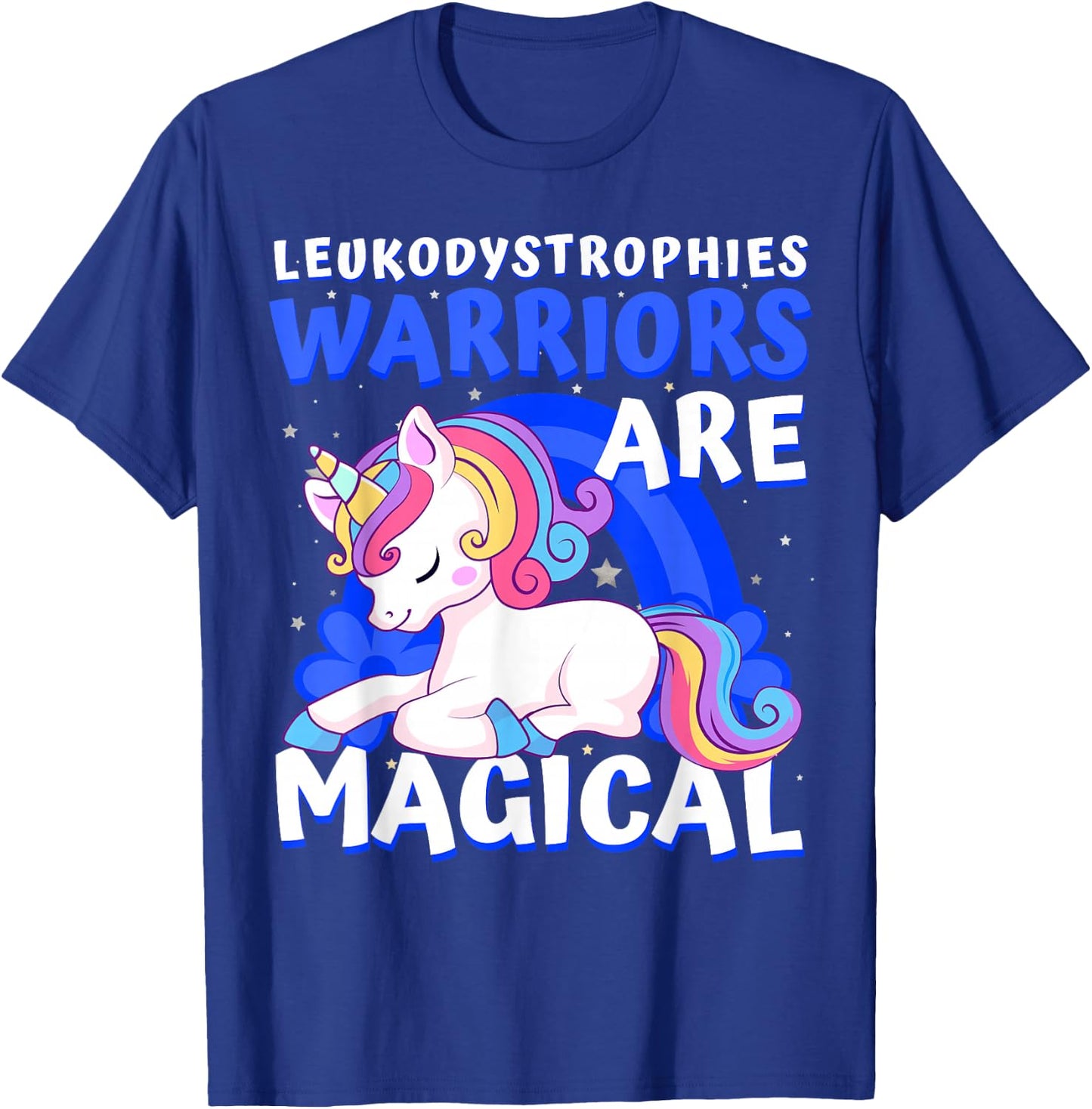 Warriors Magical Leukodystrophies Awareness Ribbon Unicorn T-Shirt - T-Shirt | Royal