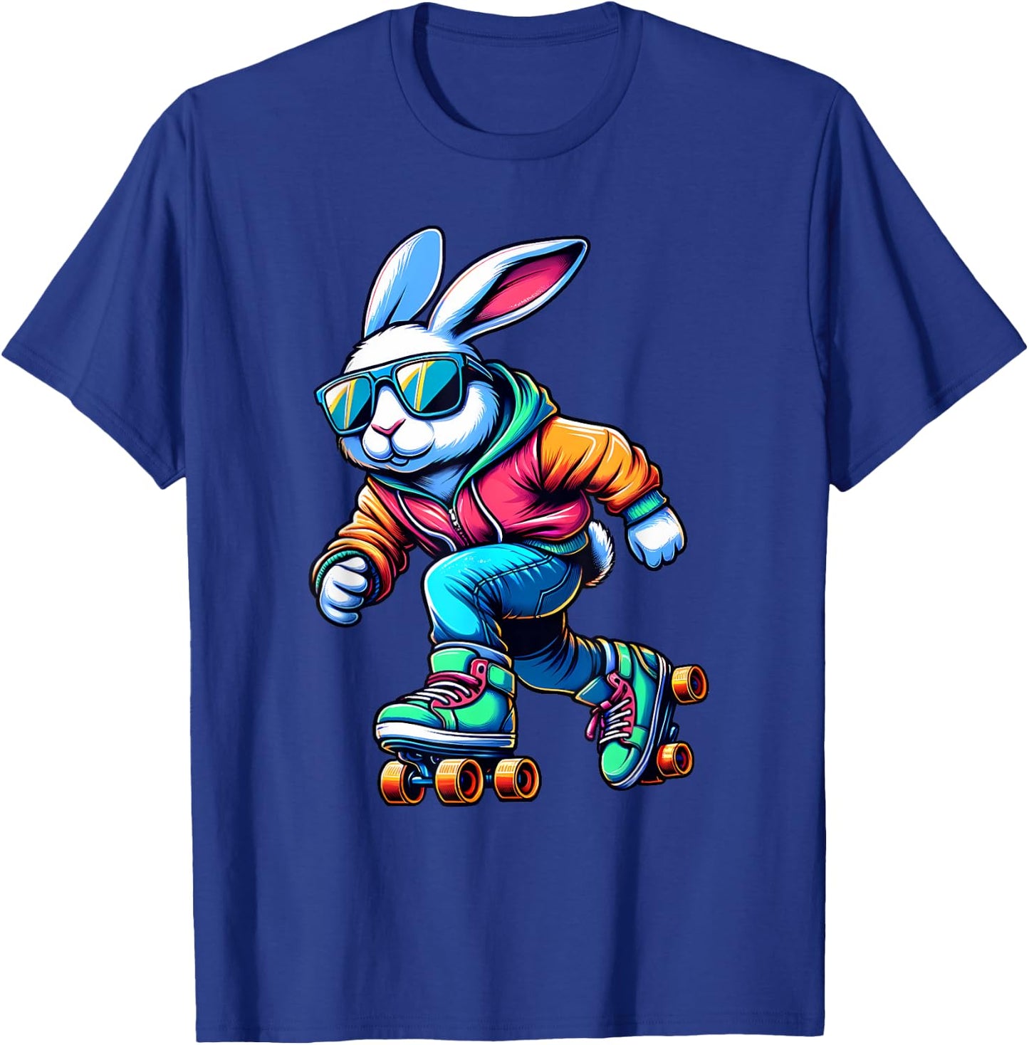 Happy Easter Bunny Roller Skating Player Lover Sport Rabbit T-Shirt - T-Shirt | Royal