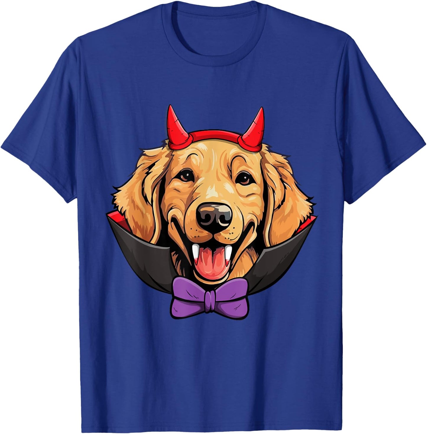 Golden Retriever Dog Vampire Halloween Costume Men Women Kids T-Shirt - T-Shirt | Royal