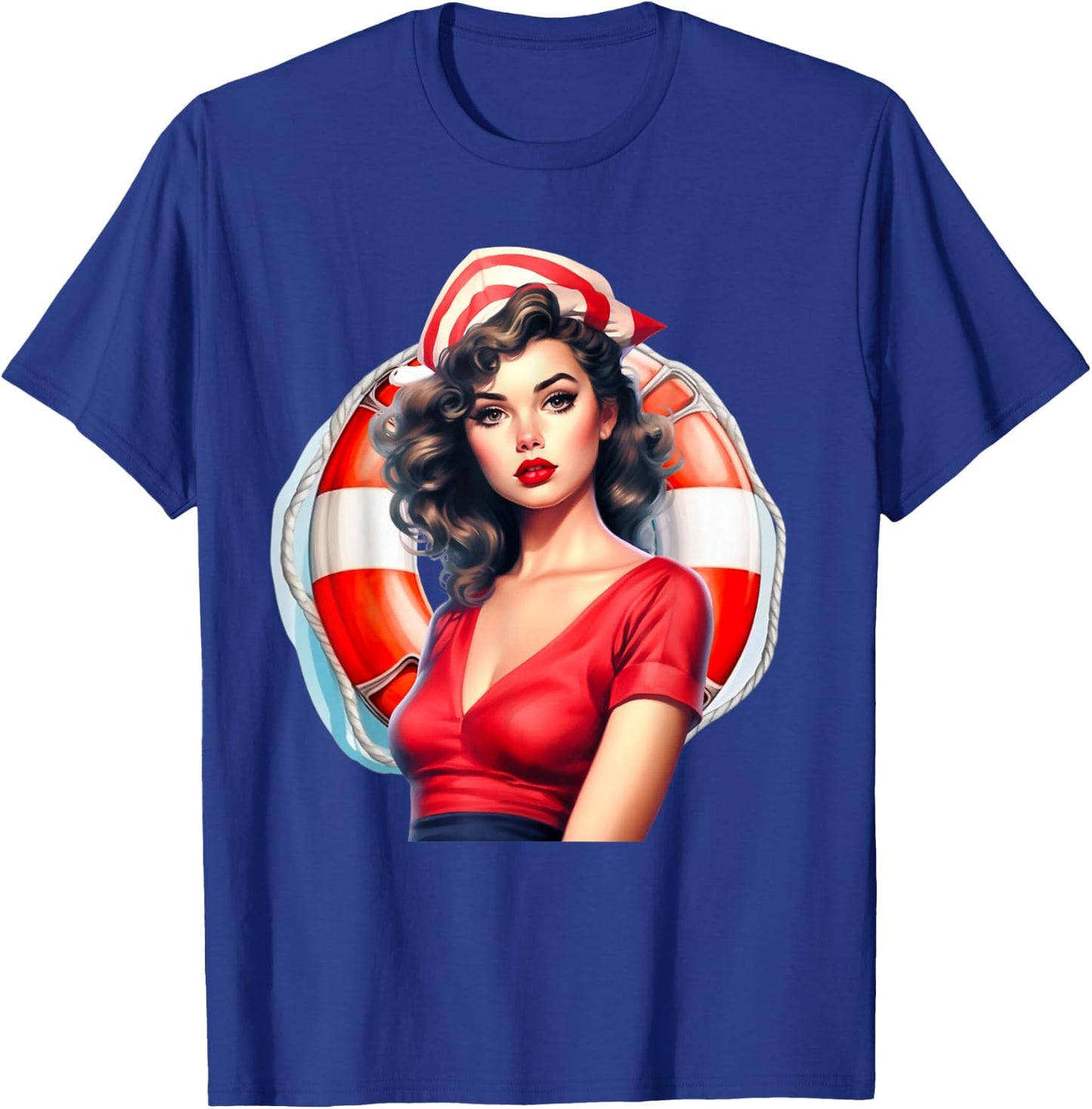 PinUp Girl Sailor Graphic Herren Damen T-Shirt - T-Shirt | Royal