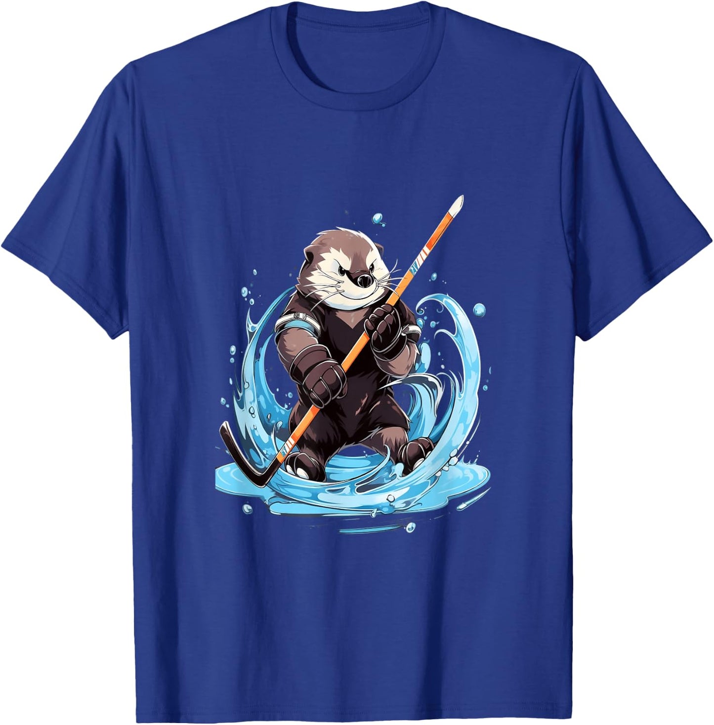 Otter Ice Hockey Player Hockey Stick Goalkeeper T-Shirt - T-Shirt | Royal