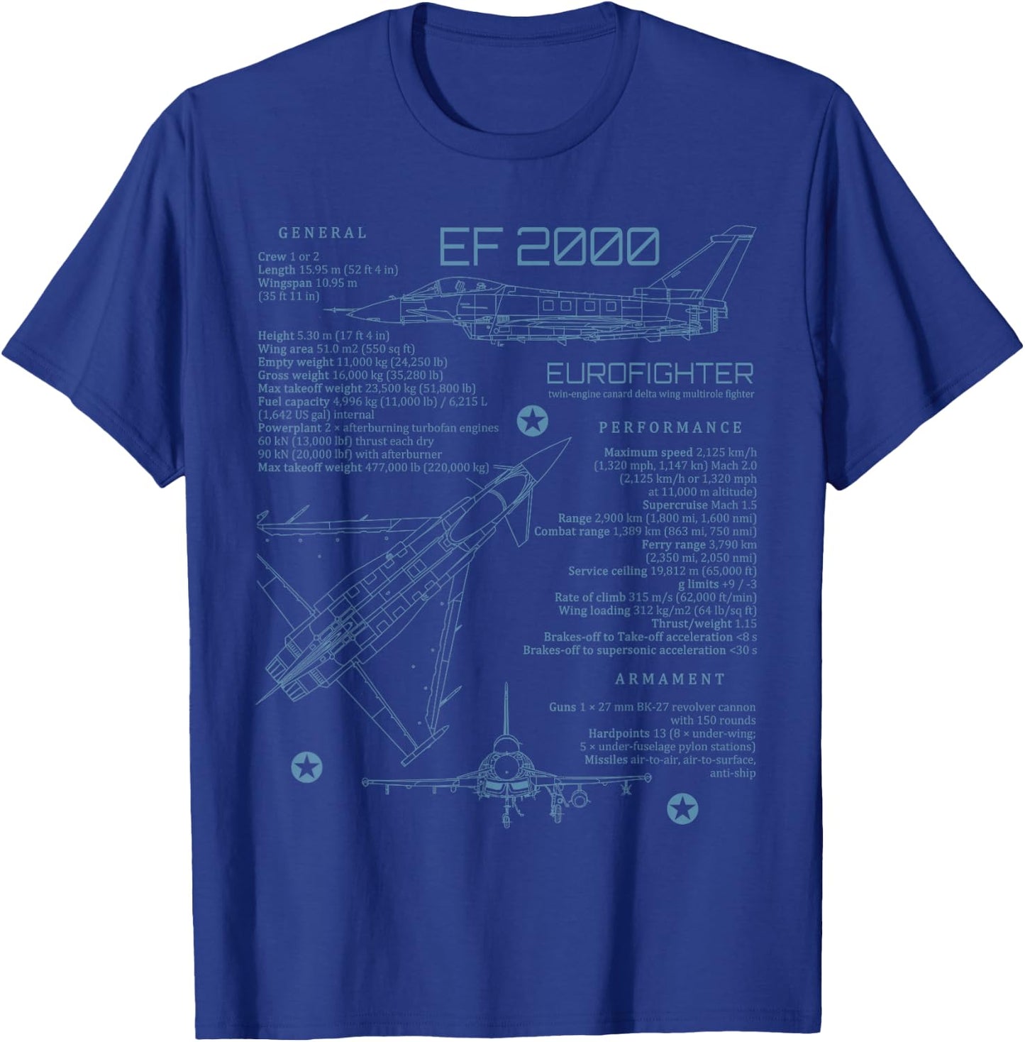 European Military Aviation Airplane Eurofighter EF2000 Typhoon Jet Militärflugzeug für Eurofighter Jet Fans, Schwarz, S, Kurzarm, Klassische Passform, , Erwachsene T-Shirt - T-Shirt | Royal