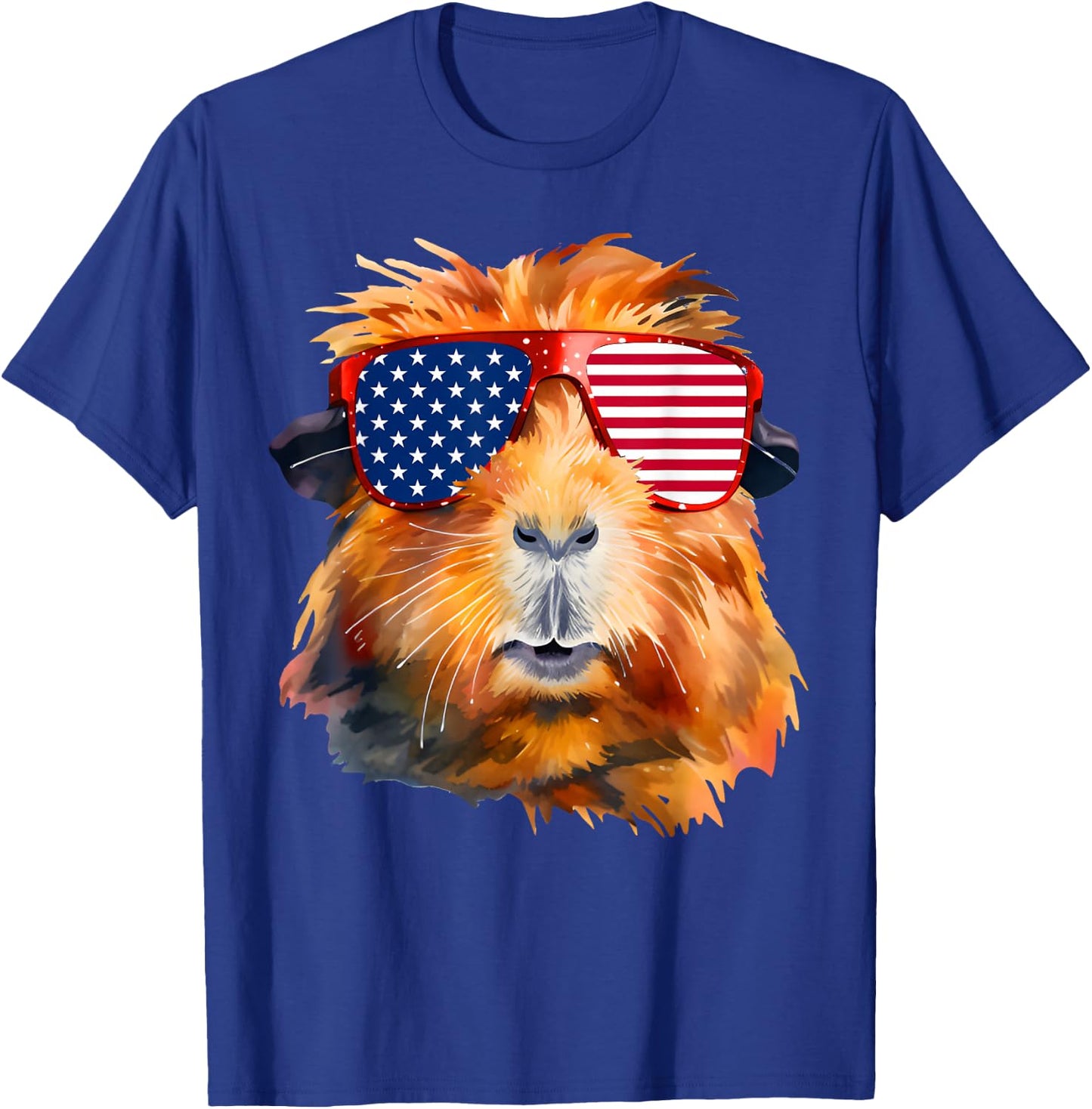 Guinea Pig American Flag Sunglasses Patriotic 4th Of July T-Shirt - T-Shirt | Royal