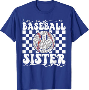 in My Baseball Sister Era Leopard Sister Baseball Girl Women T-Shirt - T-Shirt | Royal
