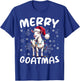 Goat Funny Merry Goatmas Santa Hat Sunglass Snowflakes Xmas T-Shirt - T-Shirt | Royal