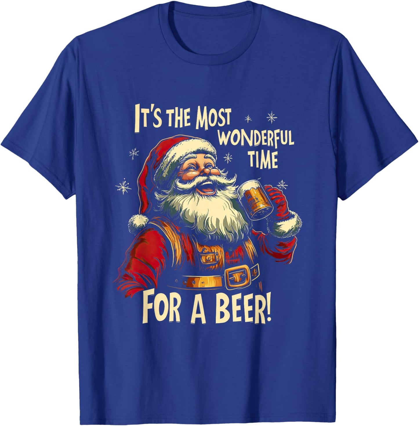 Funny Christmas Beer Drinking Santa Claus T-Shirt - T-Shirt | Royal