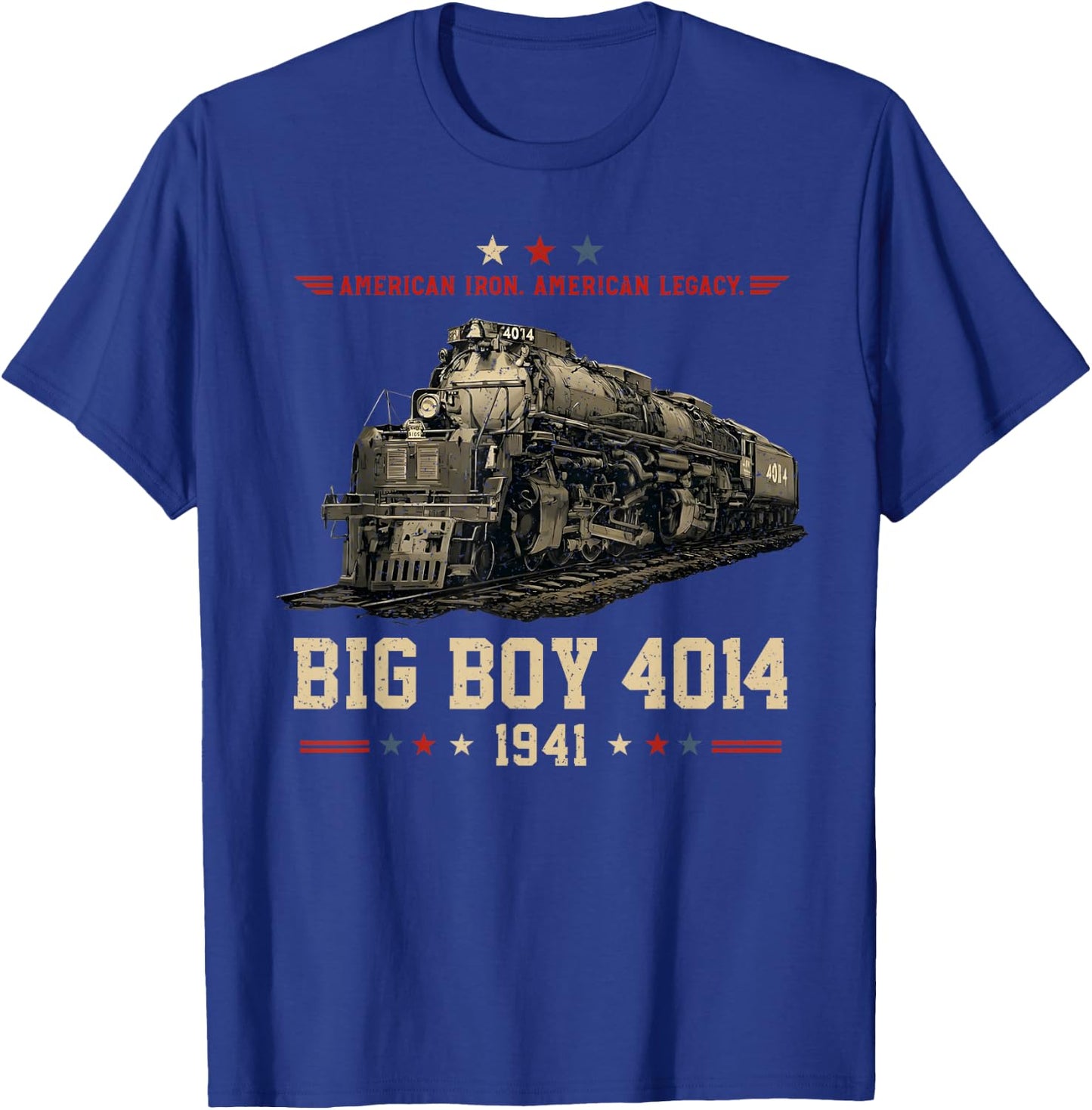 Big Boy 4014 Steam Locomotive American Iron Vintage Train T-Shirt - T-Shirt | Royal