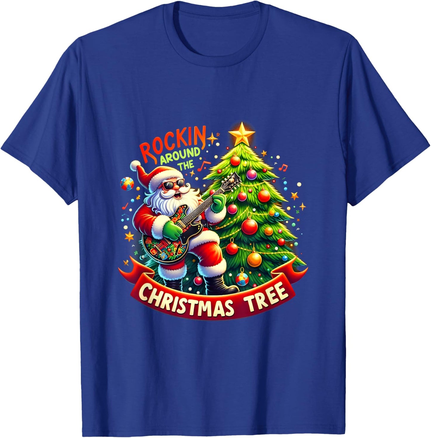 Rockin' Around The Christmas Tree Funny Horses Christmas T-Shirt - T-Shirt | Royal