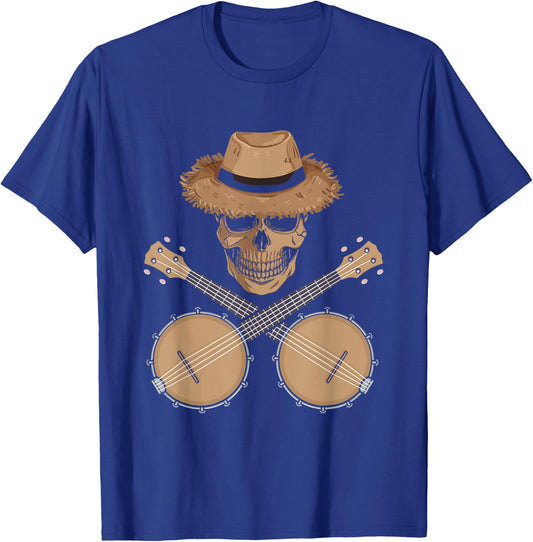 Banjo Player Skeleton | Bluegrass Country Music | Banjoist T-Shirt - T-Shirt | Royal