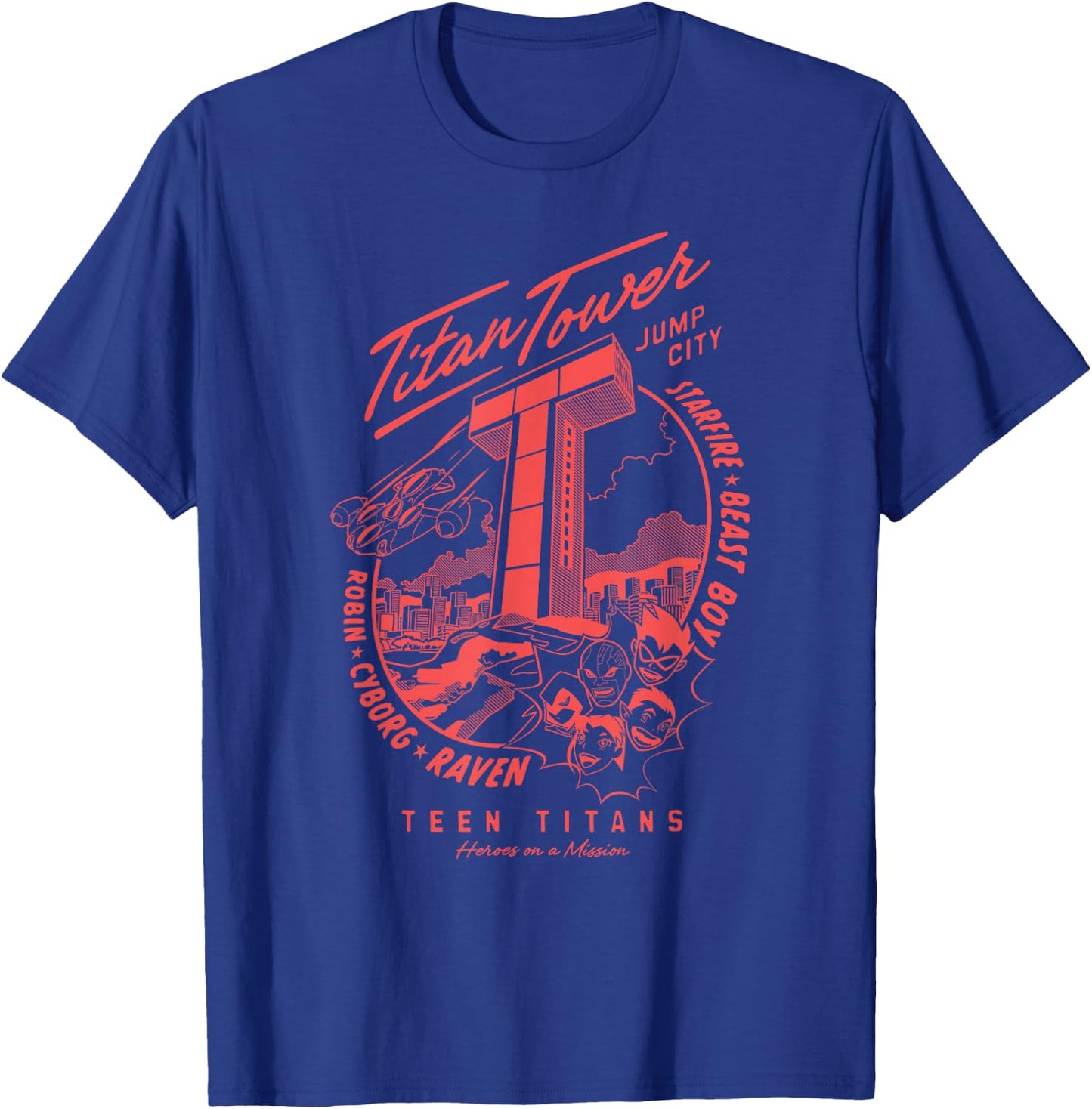 DC Comics Teen Titans Titan Tower Robin Cyborg Raven T-Shirt - T-Shirt | Royal