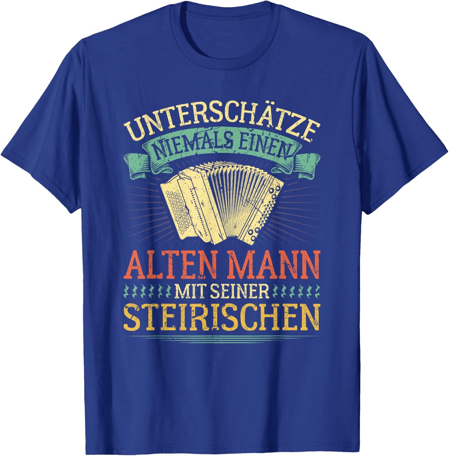 Alter Mann mit Steirian Harmonica Funny Squeeze , black, s T-Shirt - T-Shirt | Royal