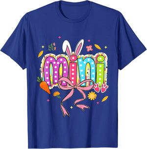 Coquette Bow Mini Bunny Easter Daughter Boho Florals Family T-Shirt - T-Shirt | Royal