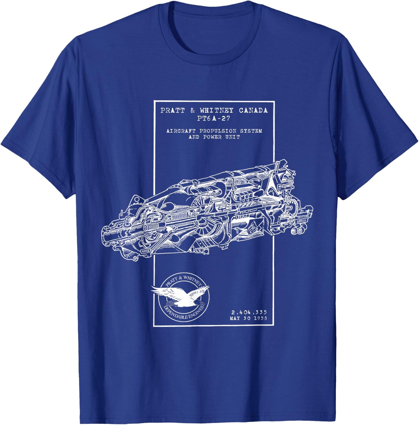 PT6 A 27 Turbine Engine Cross Section T-Shirt - T-Shirt | Royal