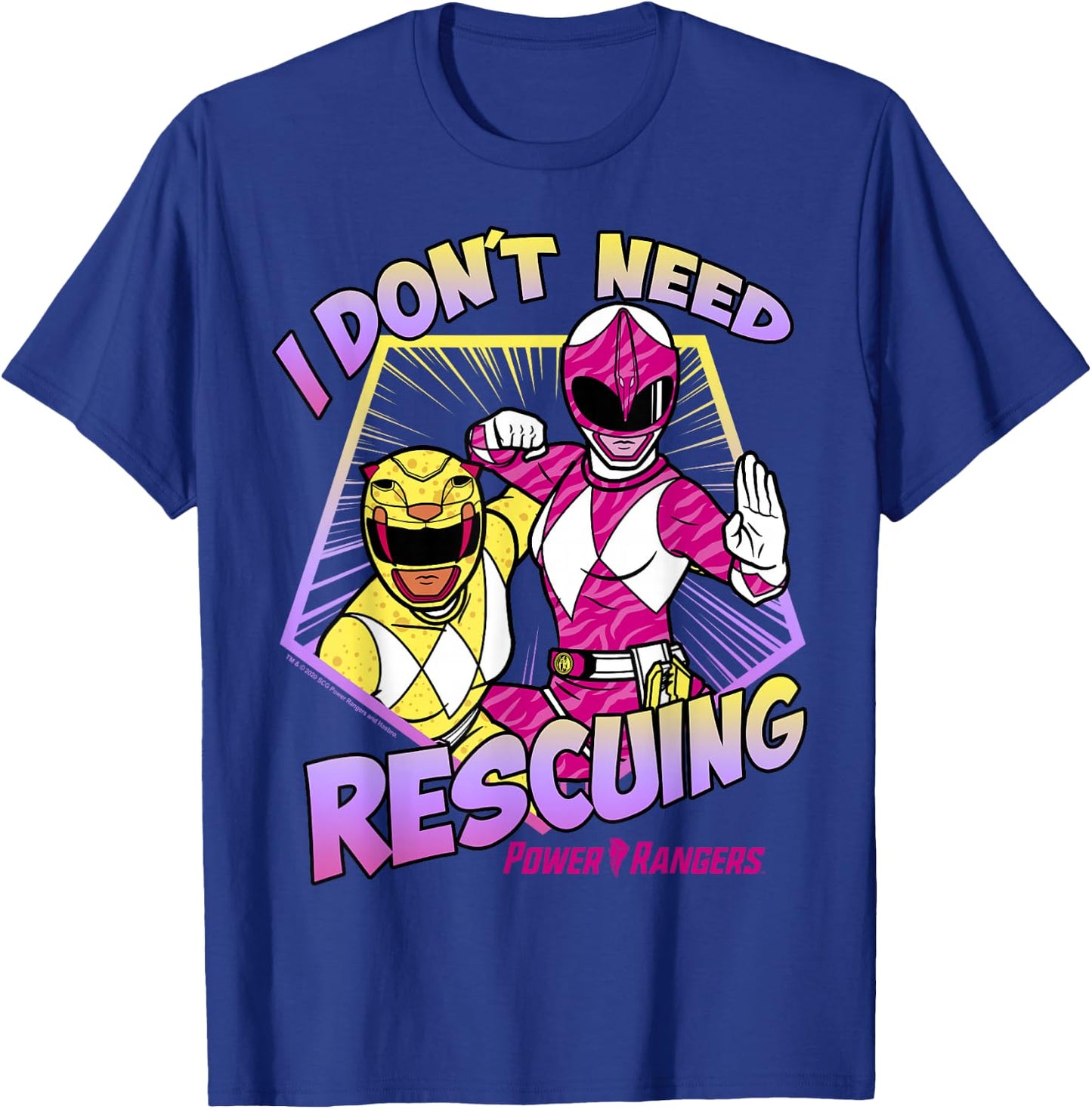 Power Rangers I Don't Need Rescuing Pink & Yellow Rangers T-Shirt - T-Shirt | Royal