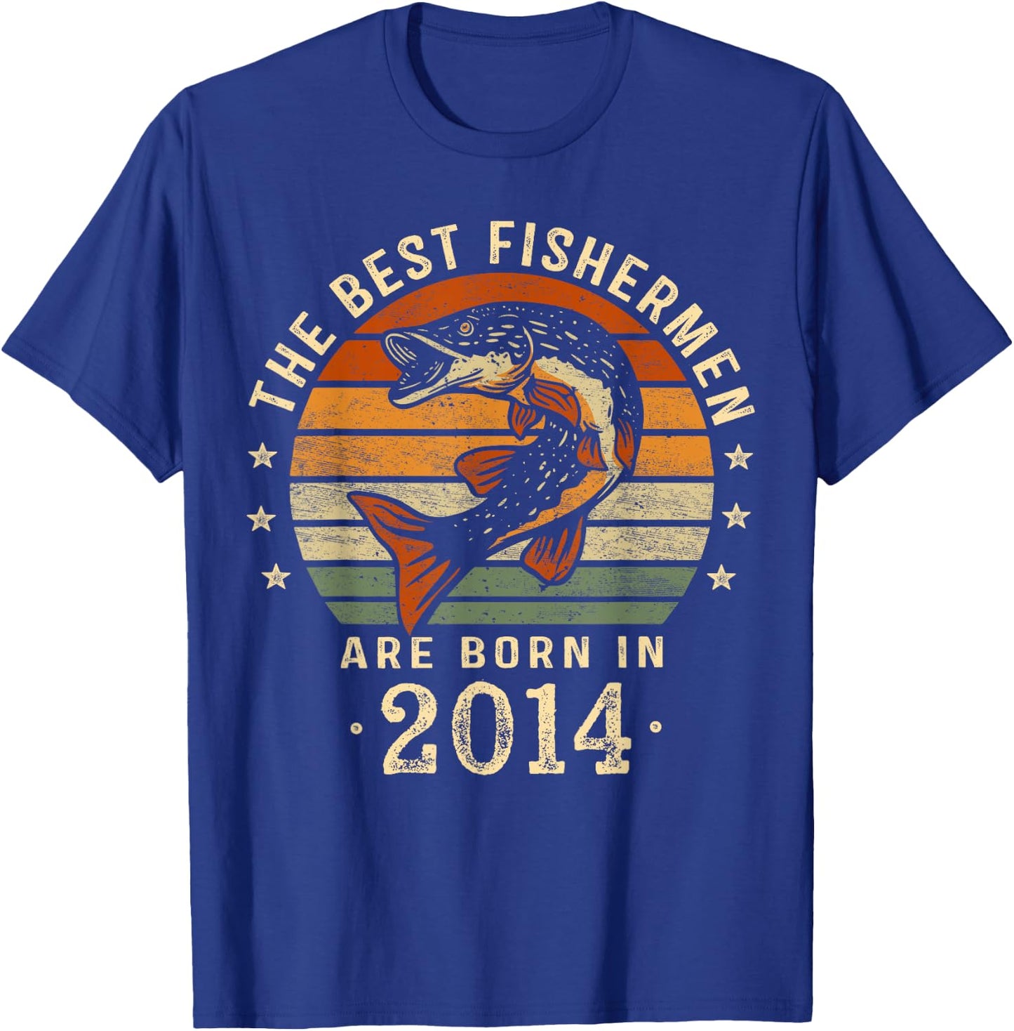 Best Fishermen Are Born In 2014 Birthday Fishing T-Shirt - T-Shirt | Royal