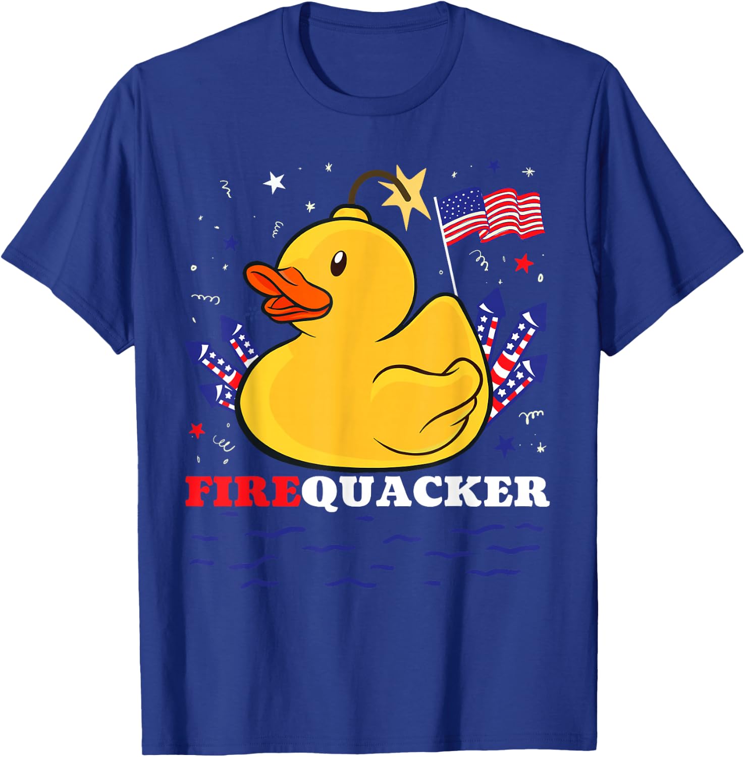 Firecracker Duck 4th of July Patriotic Day USA Flag Funny T-Shirt - T-Shirt | Royal
