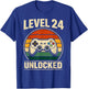 24th Birthday Level 24 Unlocked Gamer Gaming 24 Birthday T-Shirt - T-Shirt | Royal