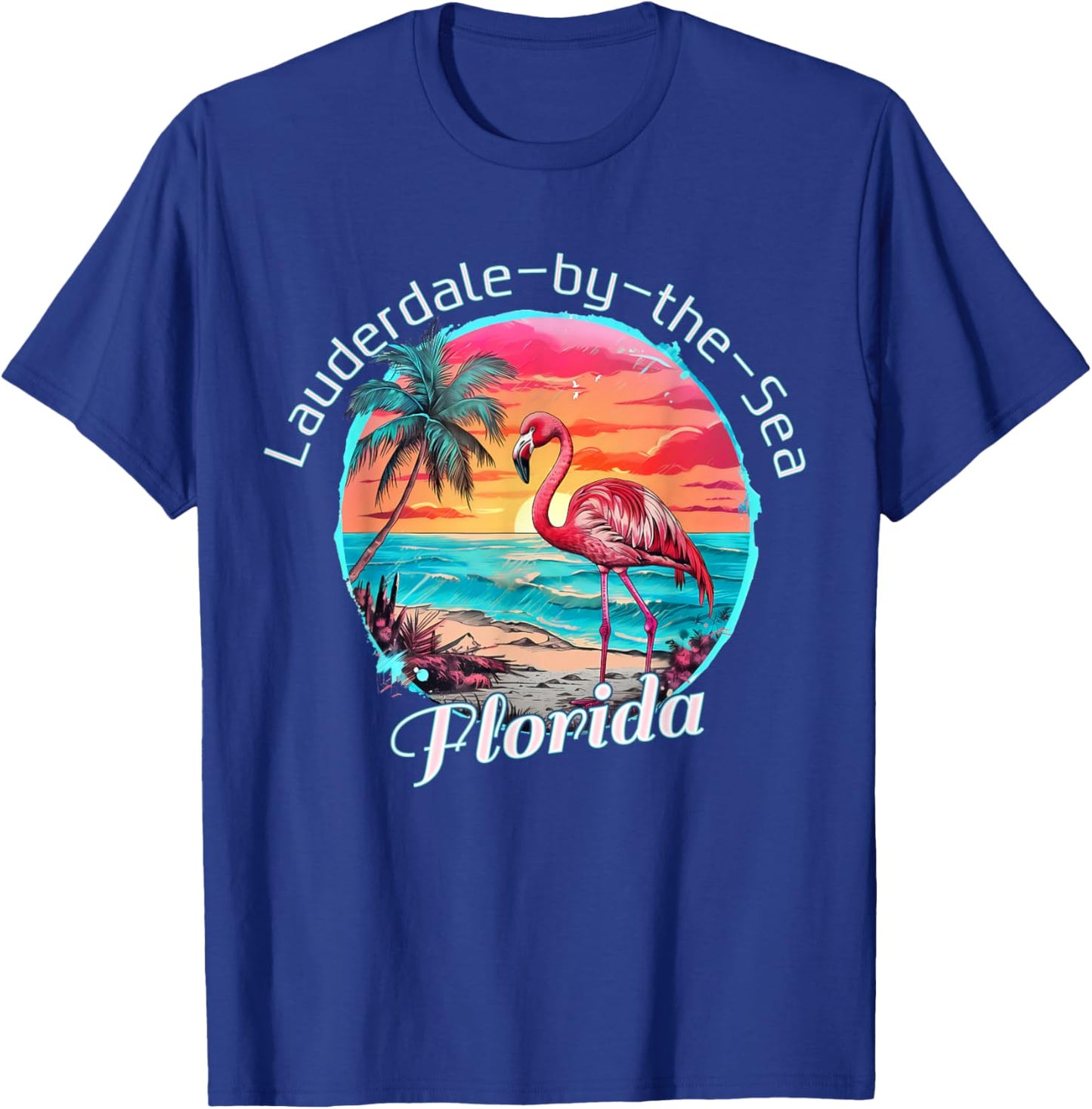 Lauderdale-by-the-Sea Florida Beach Flamingo Tropical Men Women Kids T-Shirt - T-Shirt | Royal