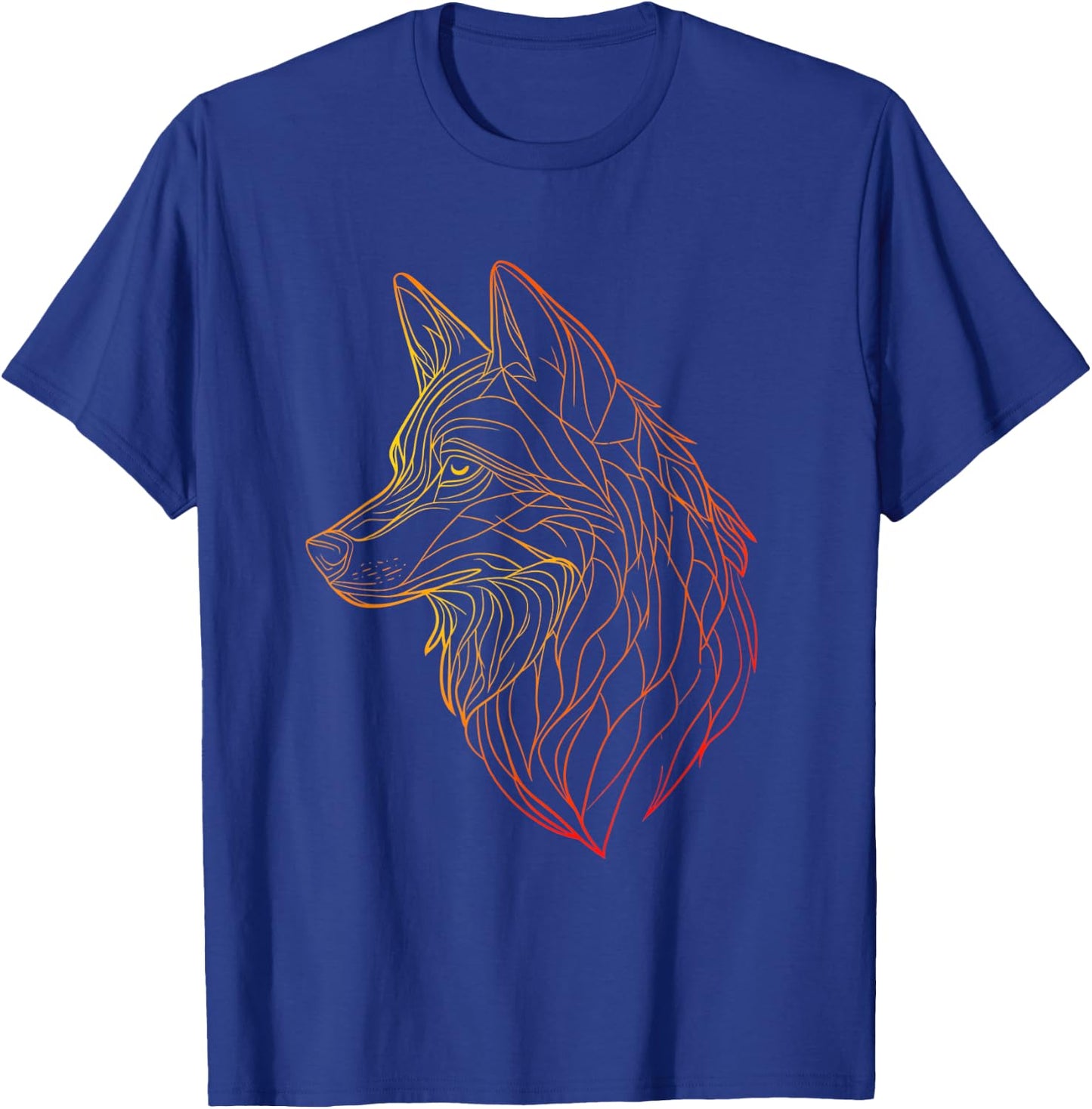 Wolf Gradient Line – Minimalist Animal Art Tribal Spirit T-Shirt - T-Shirt | Royal