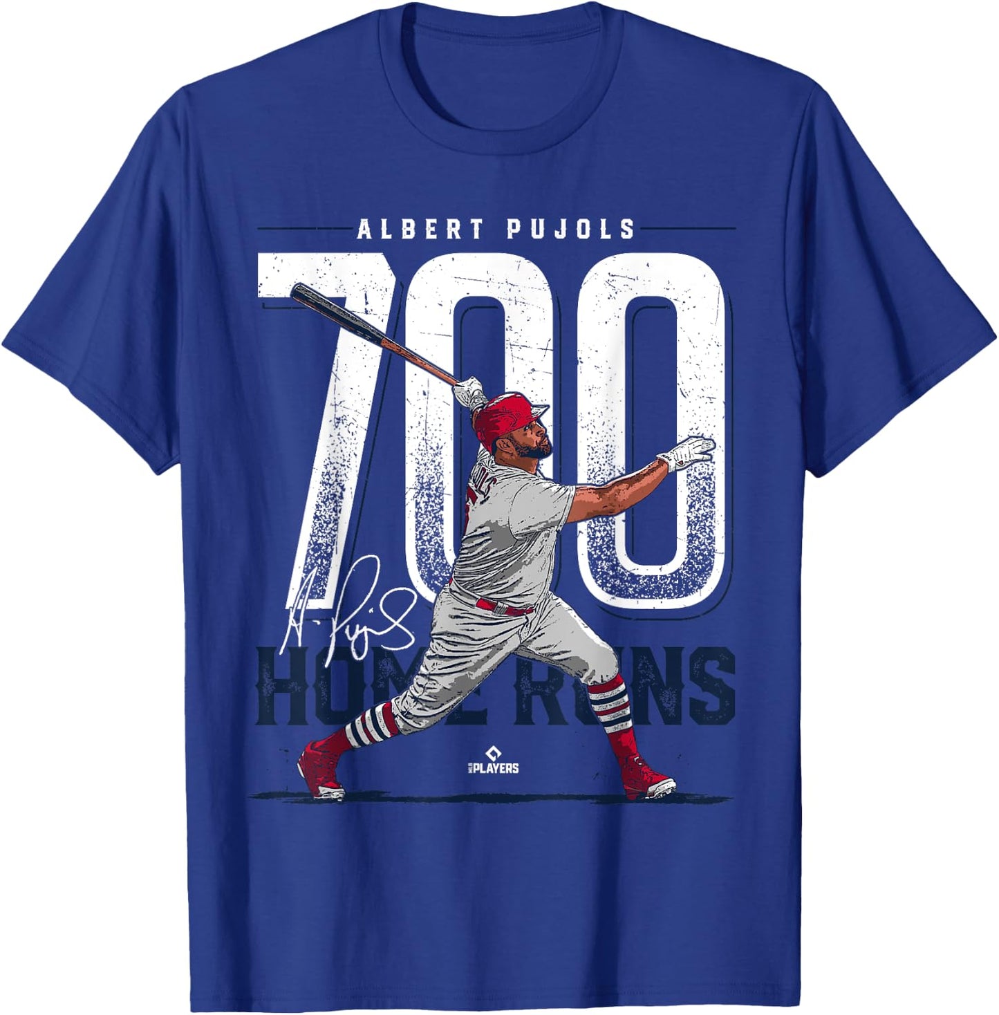 BallPark MVP Albert Pujols 700 Home Runs St Louis MLBPA -Adults & Youth Black Cotton Short Sleeve T-Shirt - T-Shirt | Royal