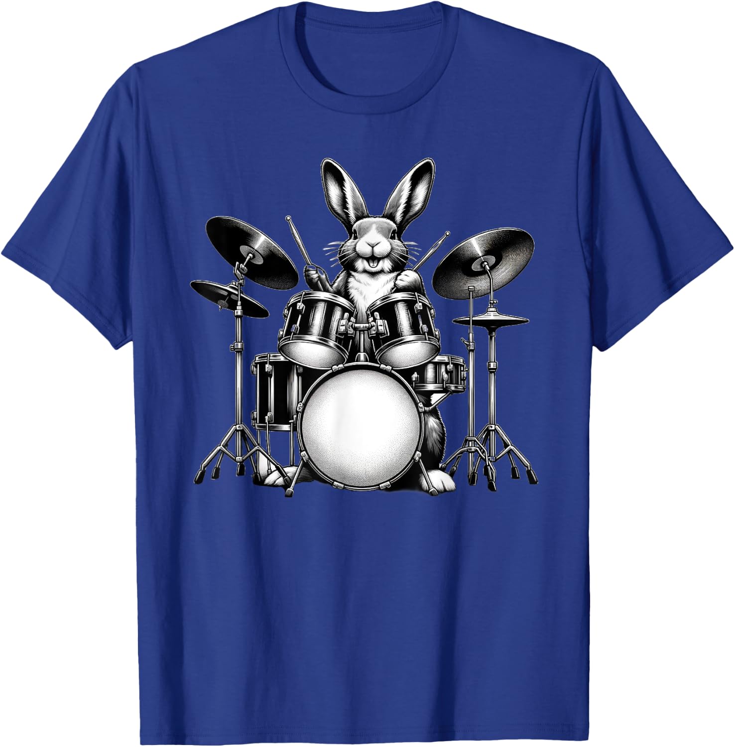 Cute Rabbit Bunny Playing Drums Rabbits Drummer Music T-Shirt - T-Shirt | Royal