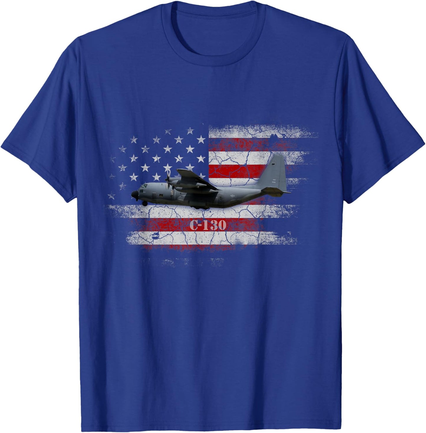 C-130 - Combat Air Force Veteran Veterans Day Gift T-Shirt - T-Shirt | Royal
