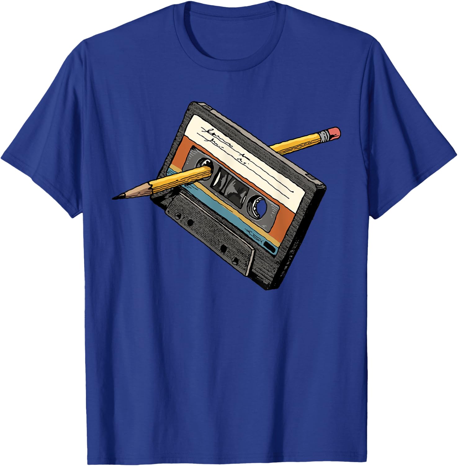 Rewind 80s Shirt Funny Rewind Cassette Pencil Vintage T-Shirt - T-Shirt | Royal