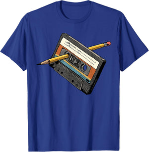 Rewind 80s Shirt Funny Rewind Cassette Pencil Vintage T-Shirt - T-Shirt | Royal