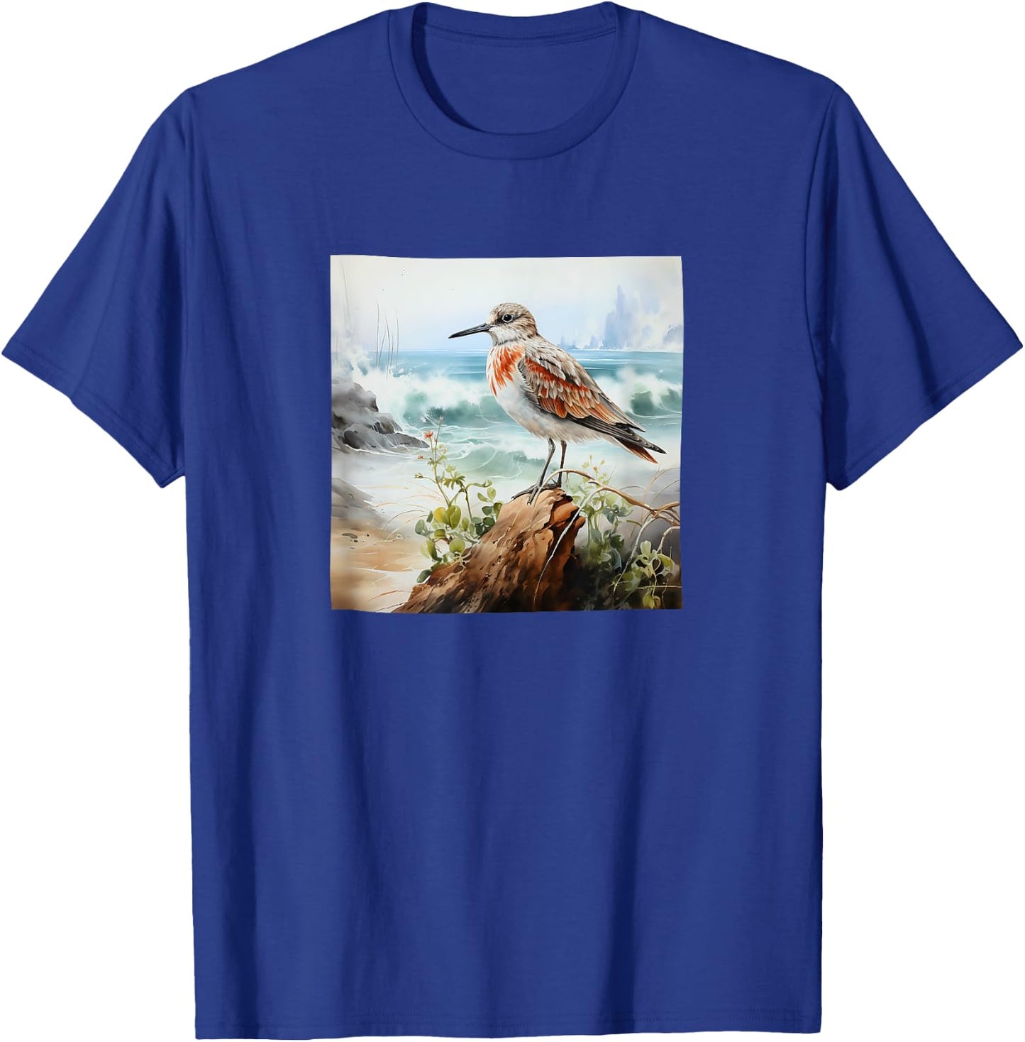 Sandpiper Ocean Watercolor Graphic T-Shirt - T-Shirt | Royal