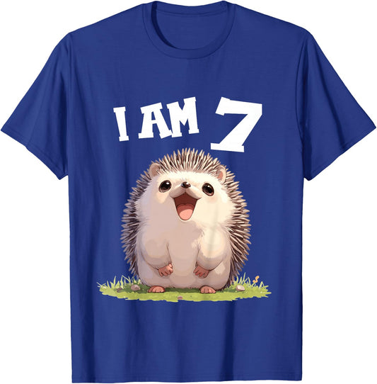 7 Years old 7 birthday Hedgehogs Boy Girl Hedgehog T-Shirt - T-Shirt | Royal