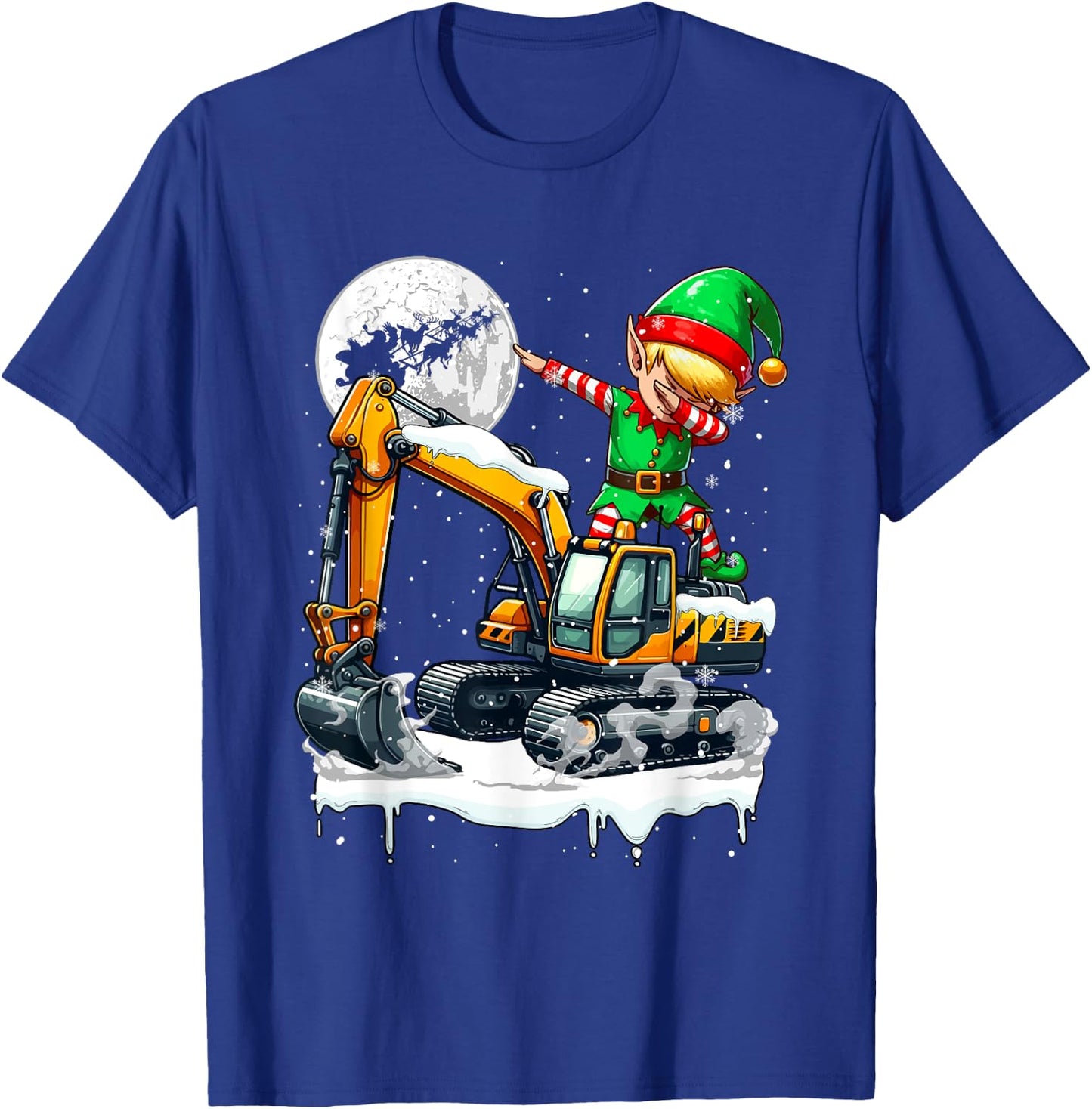 Dabbing Elf On Excavator Truck Christmas Driver Lover Kids T-Shirt - T-Shirt | Royal