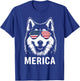 American Flag Merica husky dog 4th Of July kids women men T-Shirt - T-Shirt | Royal
