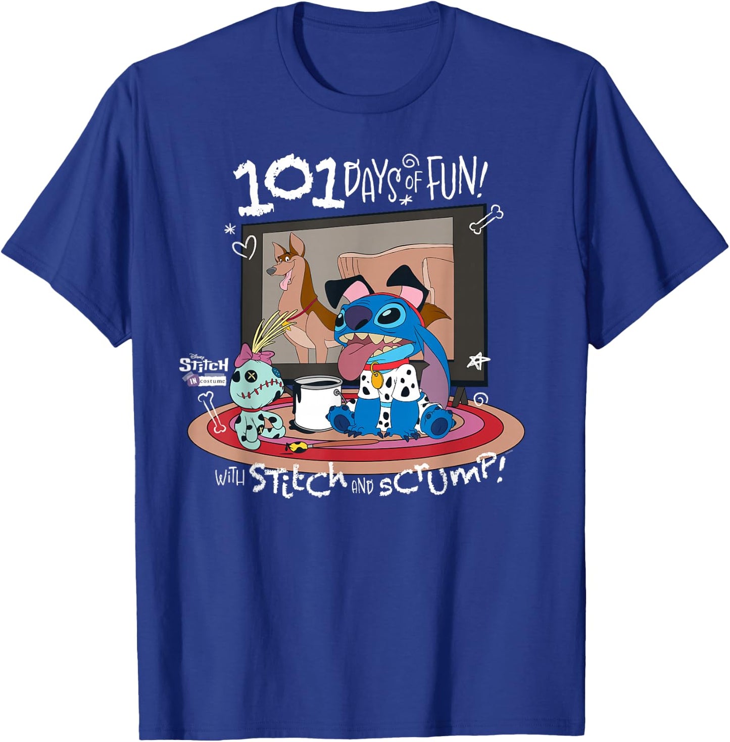 Disney 100 Stitch in Costume 101 Dalmatians Fun & Scrump T-Shirt - T-Shirt | Royal