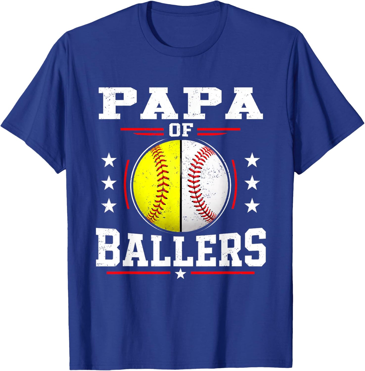 Papa of Ballers Baseball Softball Papa T-Shirt - T-Shirt | Royal
