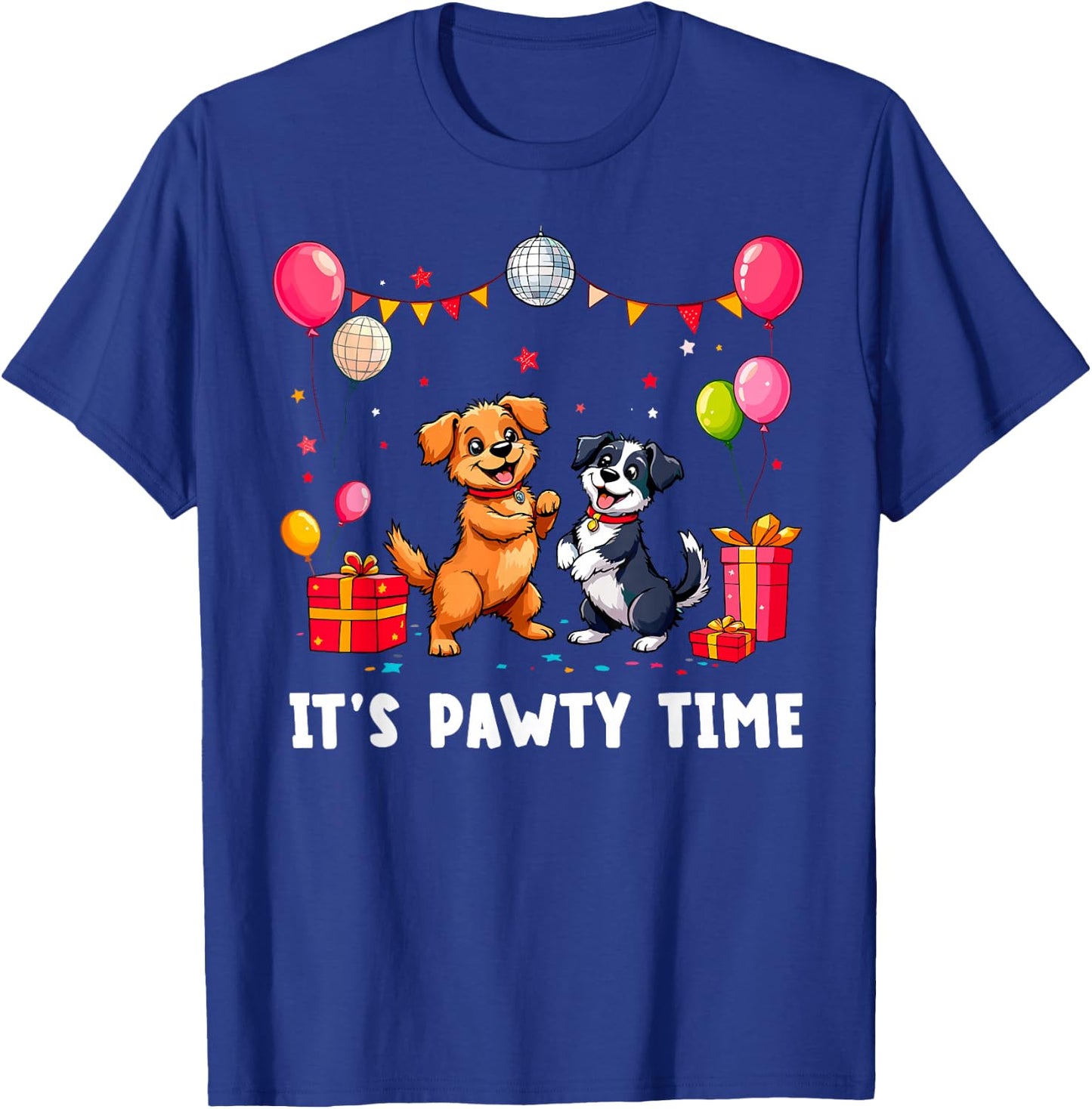 It's Pawty Time Dog's Birthday Party Funny Dog Holiday T-Shirt - T-Shirt | Royal