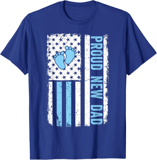 Proud New Dad Funny Fathers Day New Boy Baby T-Shirt - T-Shirt | Royal