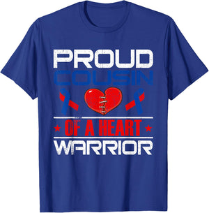 Proud Cousin Of A Heart Warrior Congenital Defect Awareness T-Shirt - T-Shirt | Royal