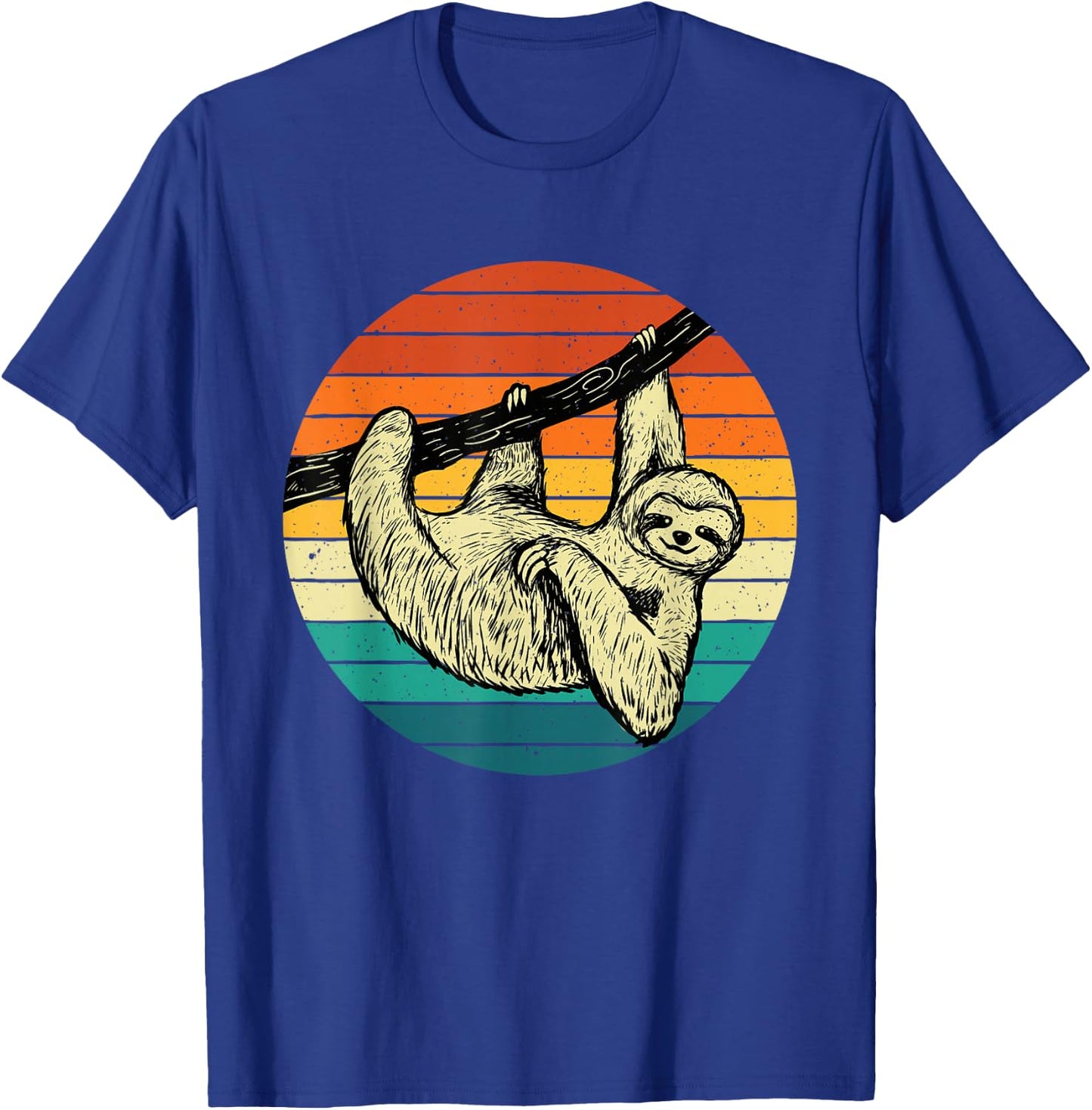 Sloth Hugging Branch - Retro Vintage Animal Lover Zookeeper T-Shirt - T-Shirt | Royal