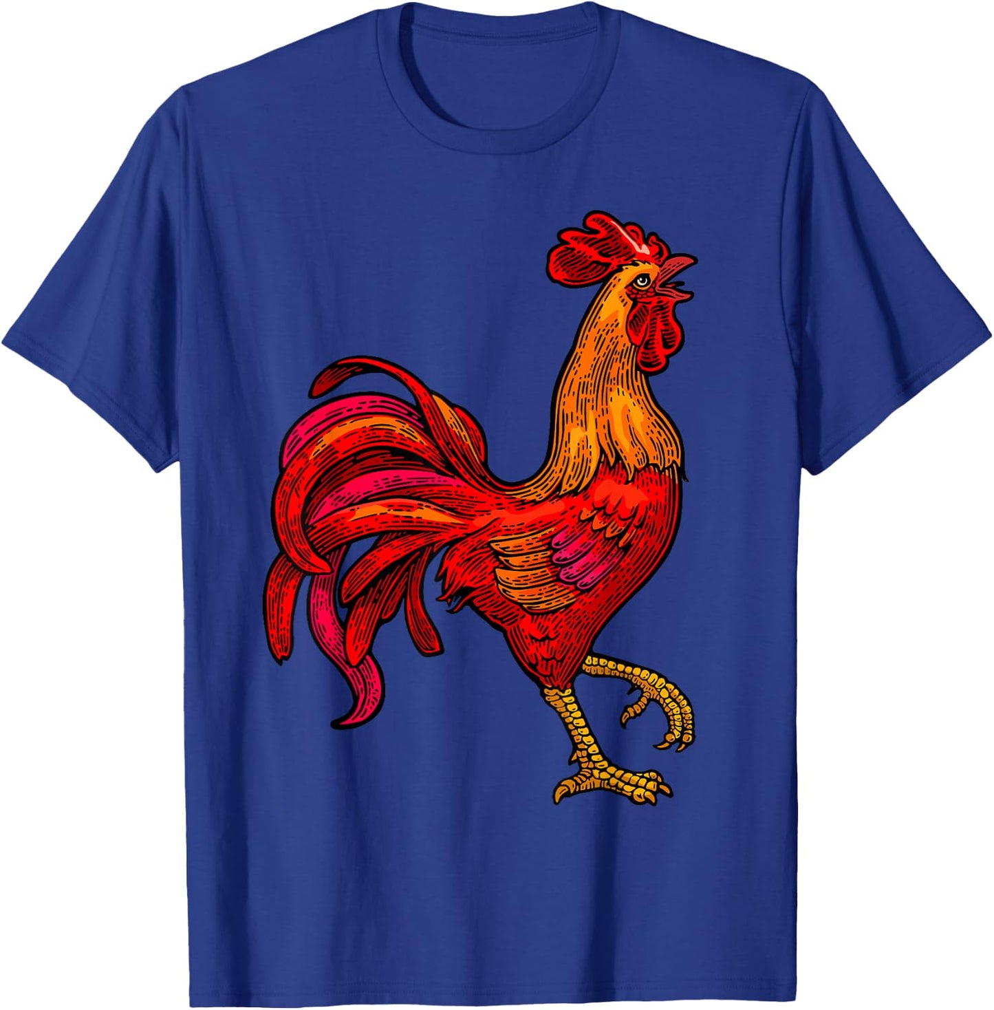 Red Rooster Graphic Vintage Chicken Farmer T-Shirt - T-Shirt | Royal