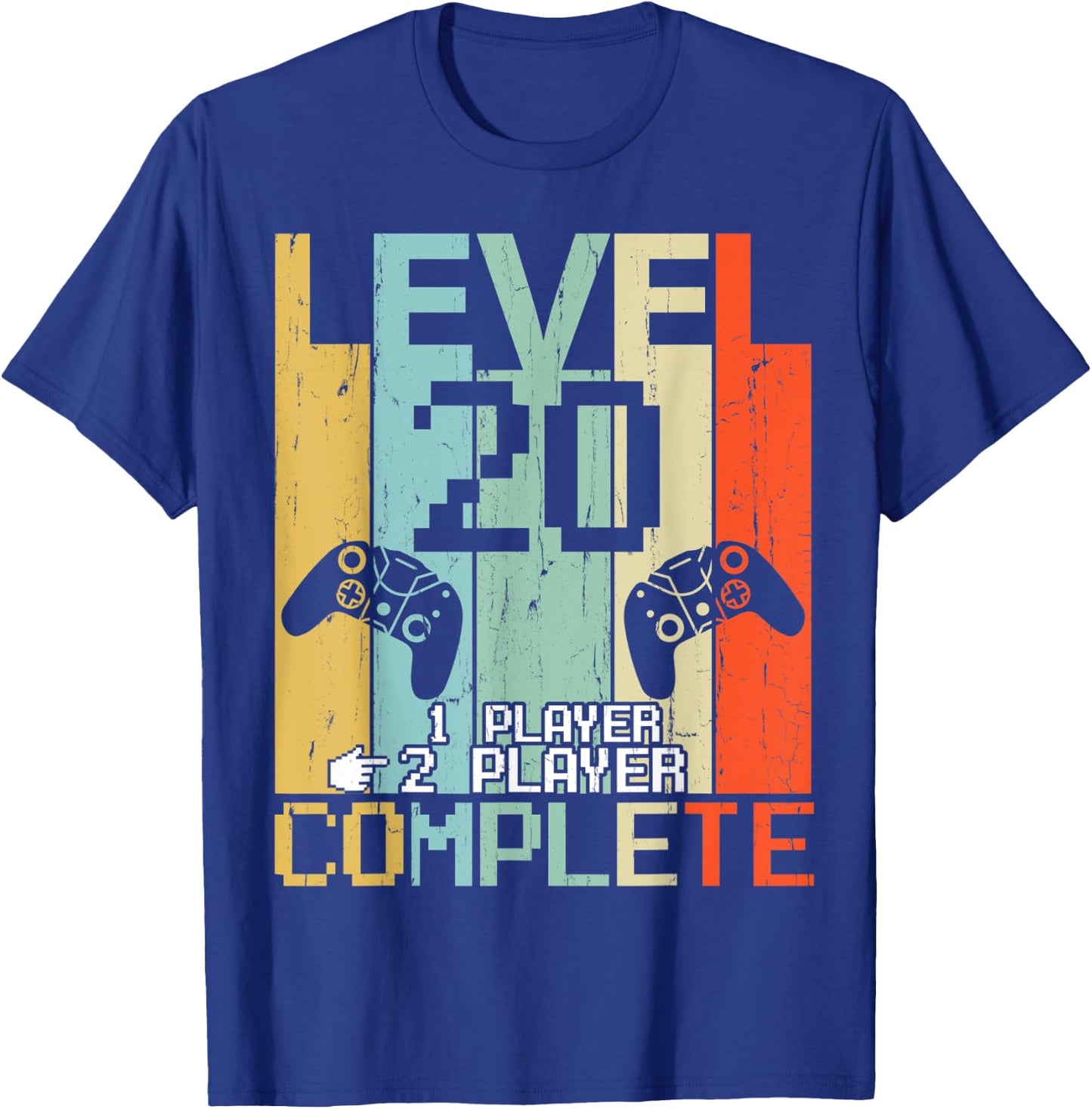 Level 20 Years Complete Gamer Couple Vintage Retro Shirt T-Shirt - T-Shirt | Royal