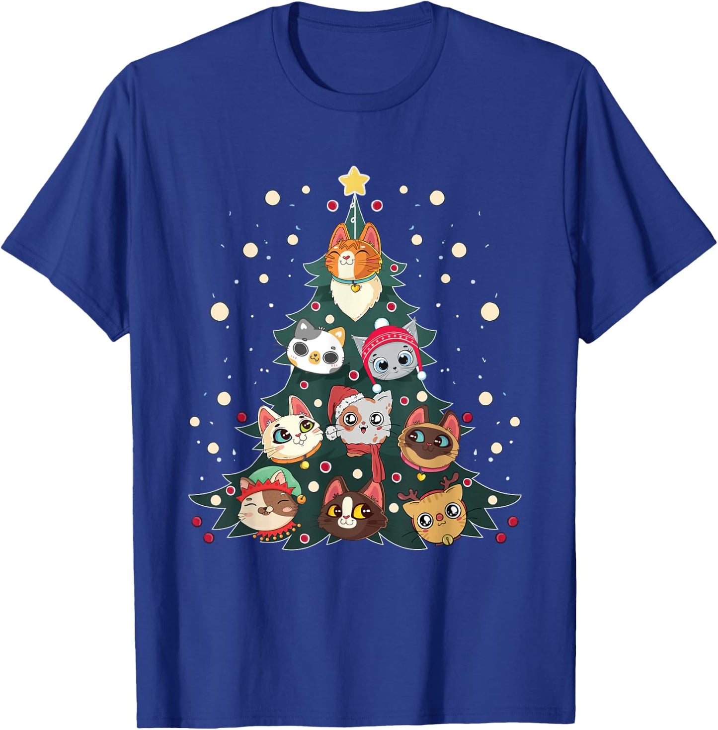 Merry Catmas Funny Christmas Tree, Cats Xmas Meow Christmas T-Shirt - T-Shirt | Royal