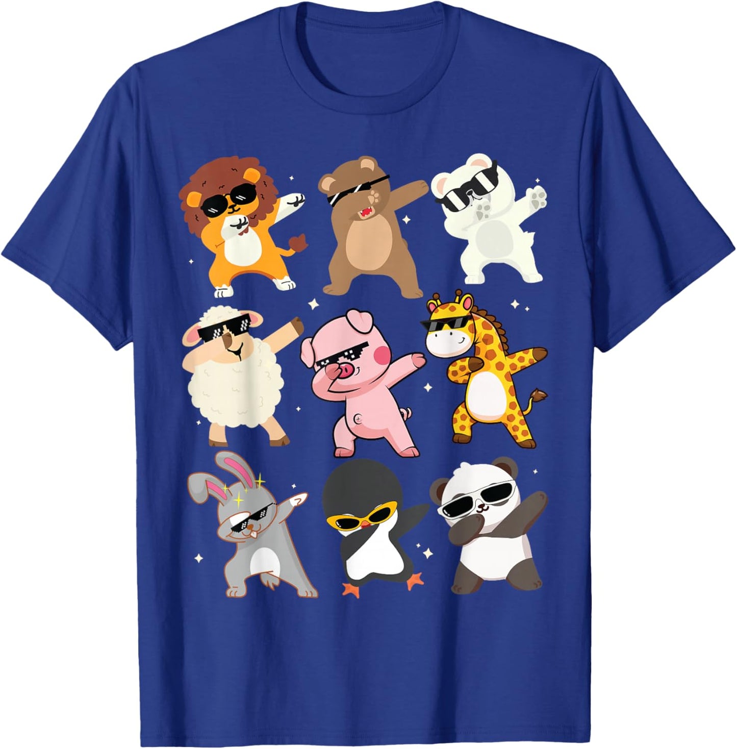 Men Women and Kids Dabbing Animals Wildlife Birthday Parties T-Shirt - T-Shirt | Royal