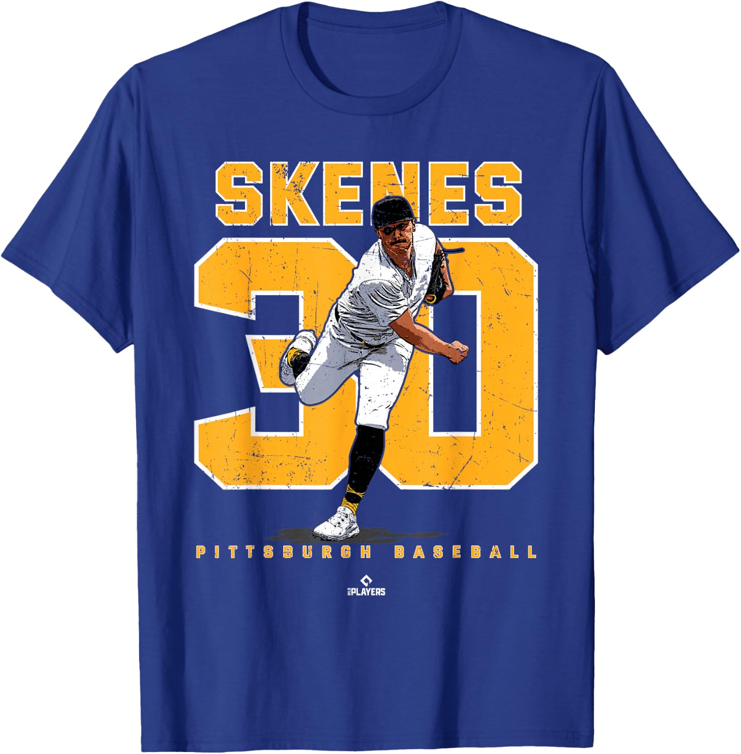Number & Portrait Paul Skenes Pittsburgh MLBPA T-Shirt - T-Shirt | Royal
