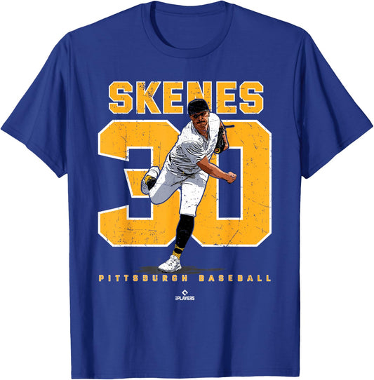 Number & Portrait Paul Skenes Pittsburgh MLBPA T-Shirt - T-Shirt | Royal
