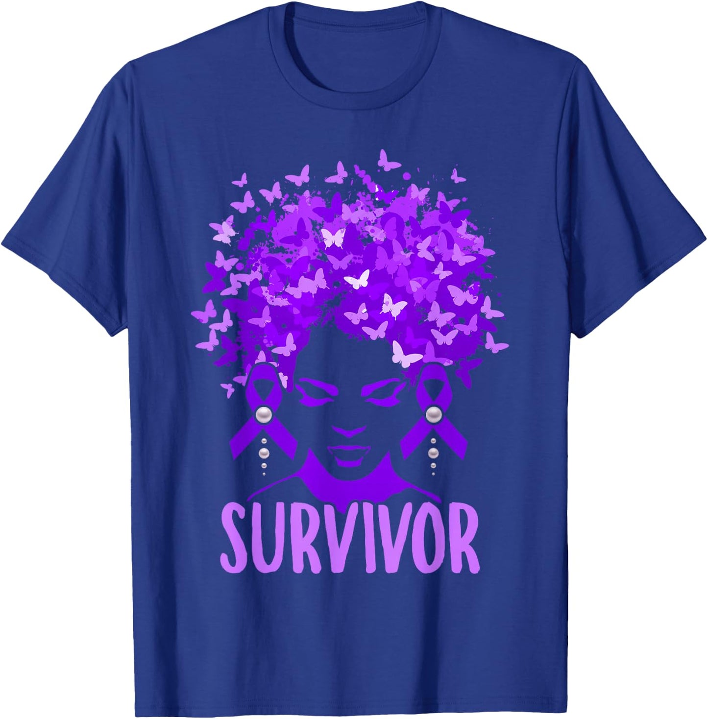 Domestic Violence Women Purple Butterflies Survivors T-Shirt - T-Shirt | Royal