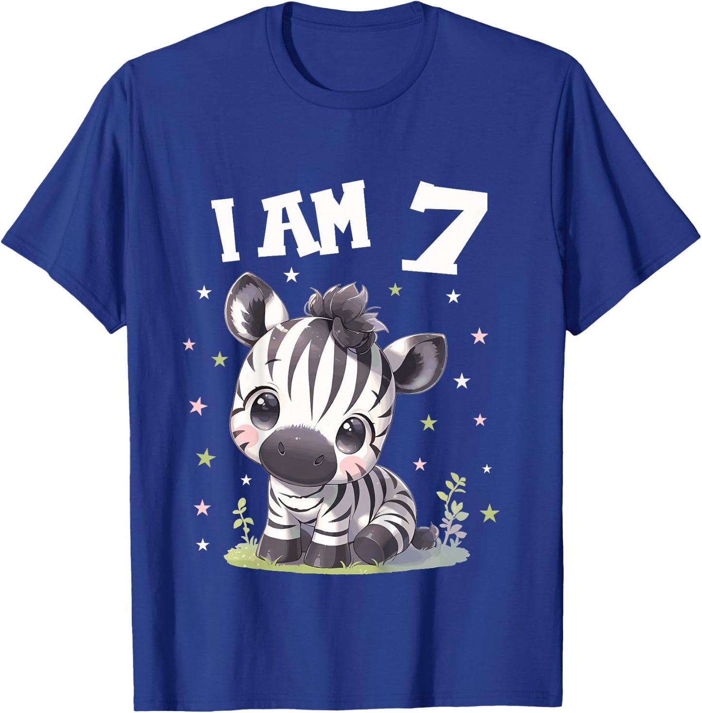 Kids 7 Years old 7 birthday Zebras Boy Girl Zebra T-Shirt - T-Shirt | Royal