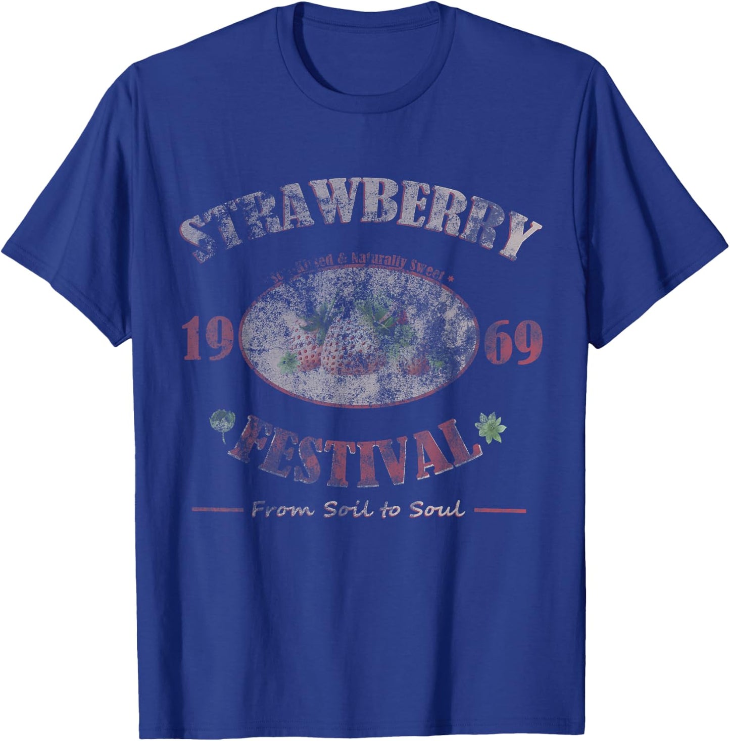 Strawberries Strawberry Festival Vintage Graphic T-Shirt - T-Shirt | Royal