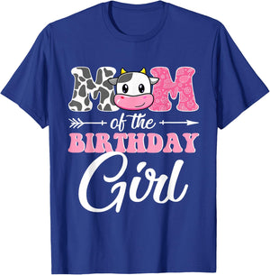 Mom Of The Birthday Girl Matching Farm Cow Mother Mommy Mama T-Shirt - T-Shirt | Royal